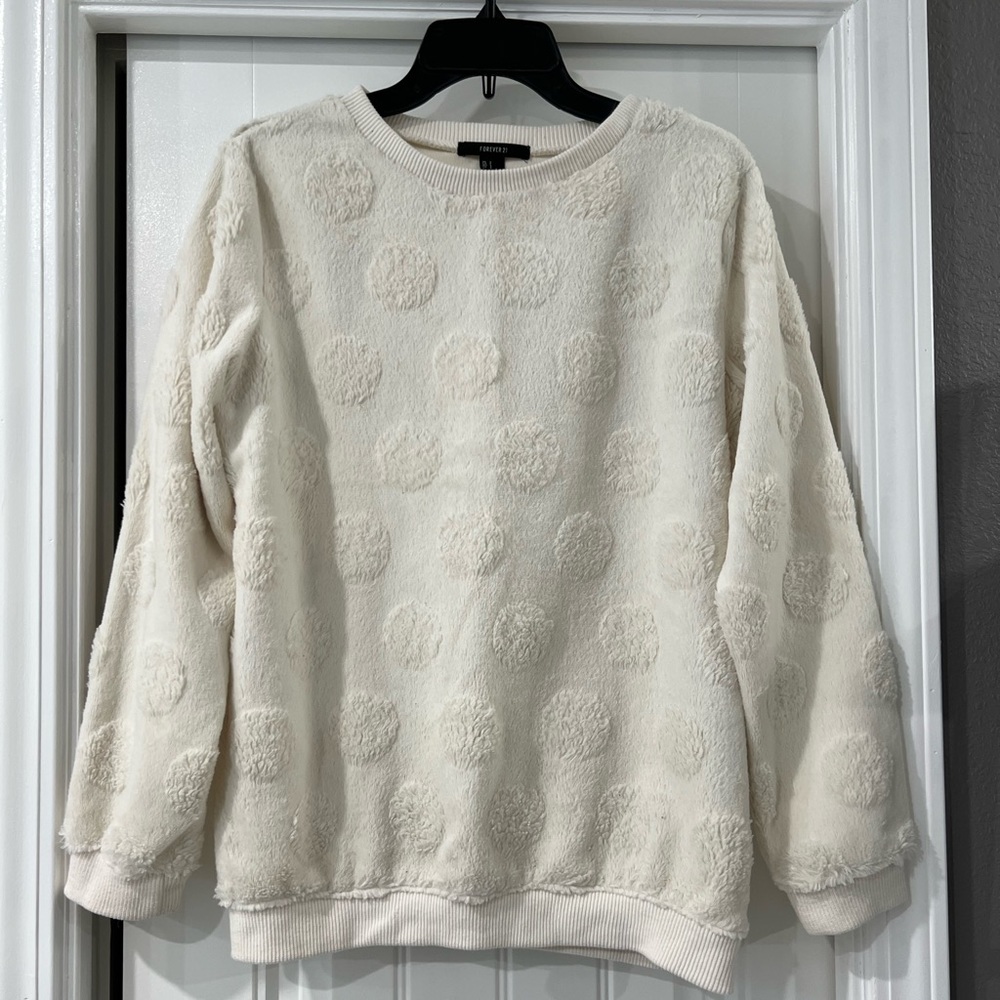 Forever 21 polkadot textured white sweater